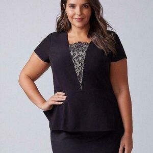 Black Lace Peplum Top